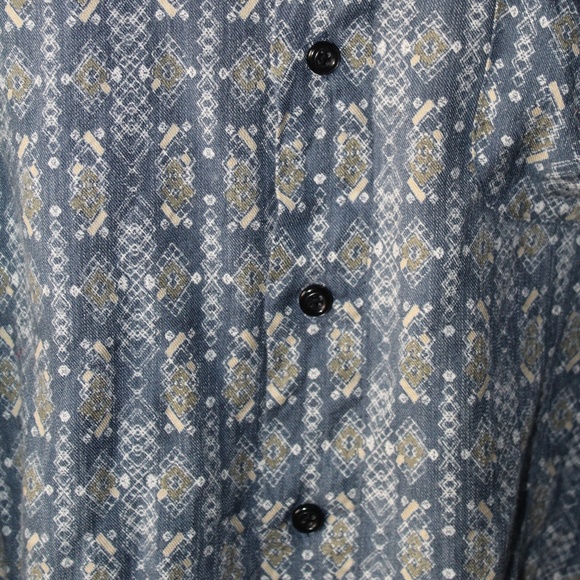 Vintage Blue Collared Button Down Shirt w/Patterns - Picture 7 of 8